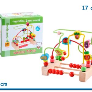 wood toys vegetables beads around