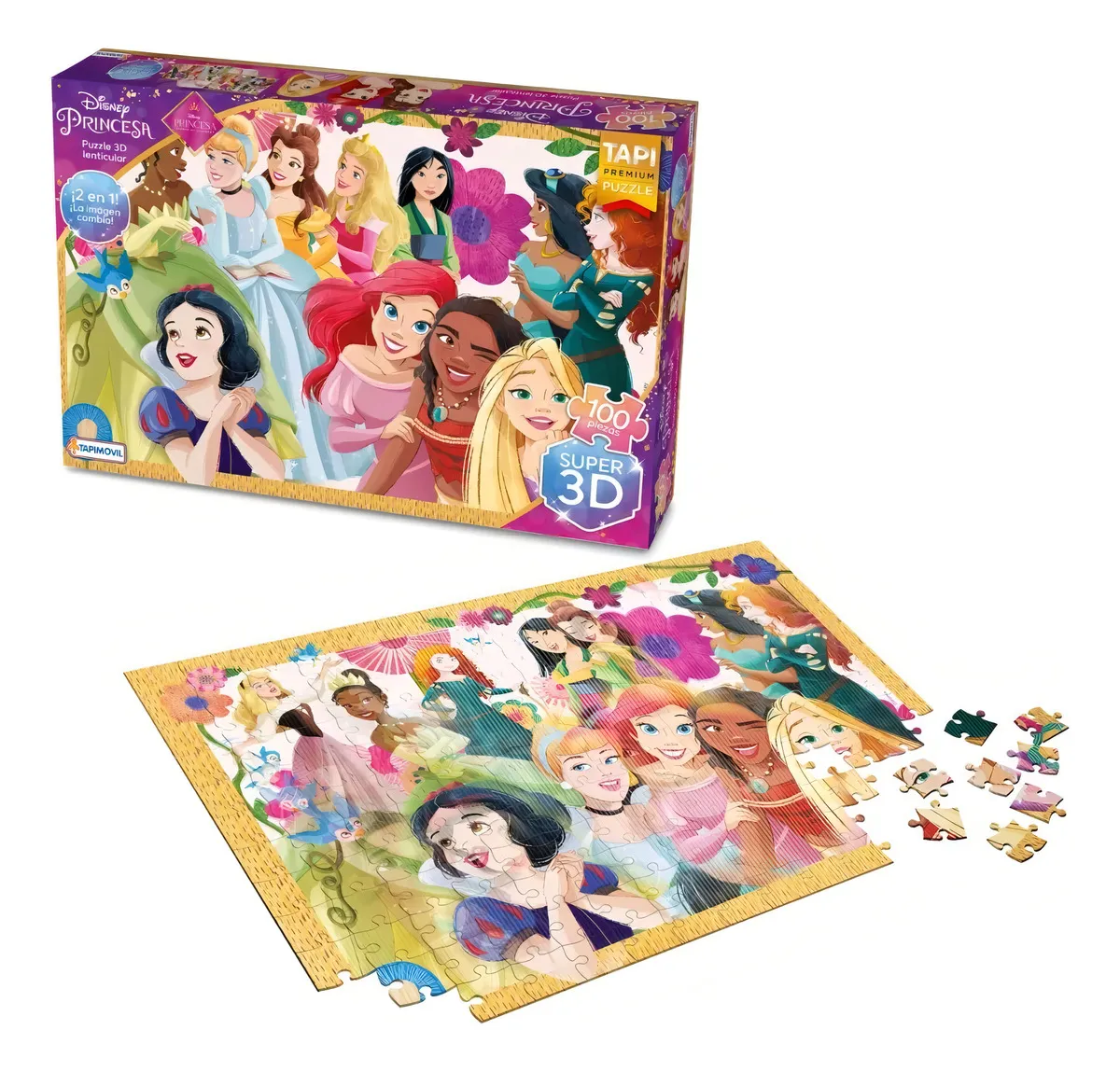 puzzle princesas 3d 100 piezas