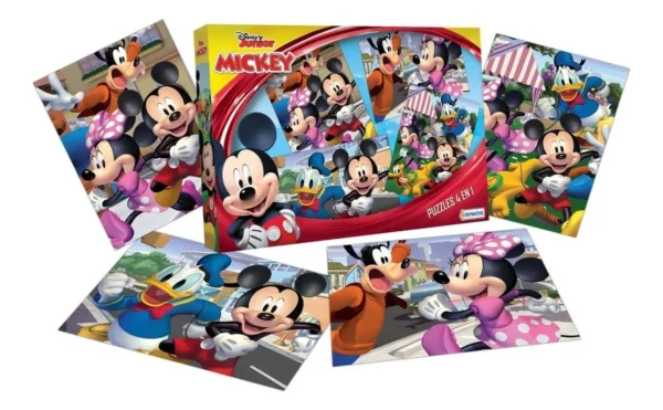 4 puzzles mickey tapimovil